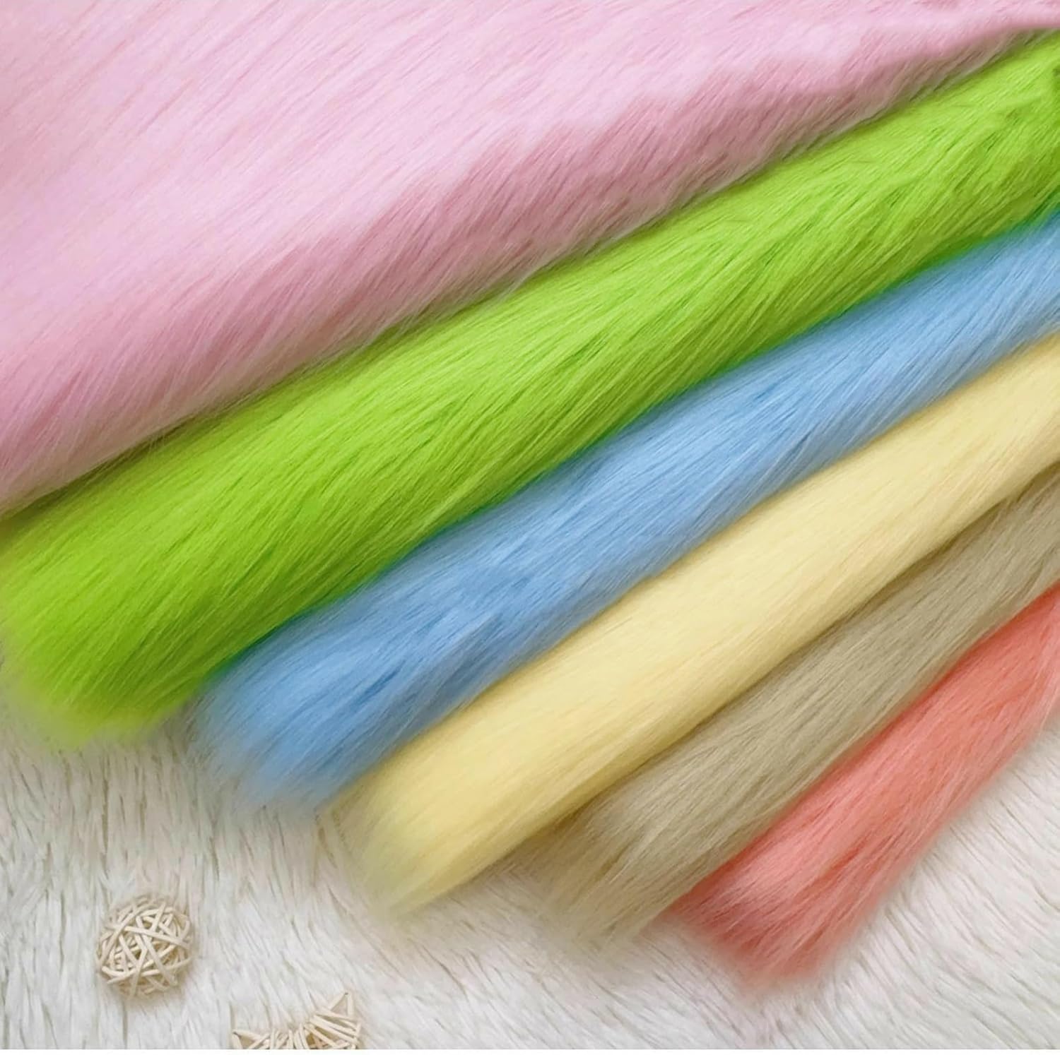 20cm*50cm Long Pile 5cm Faux Fox Fur Soft Fabric Shaggy Fur Craft Fabric for Upholstery Crafts DIY Sewings Sofa Handbag Hair Bows Decorations(4 Blue)