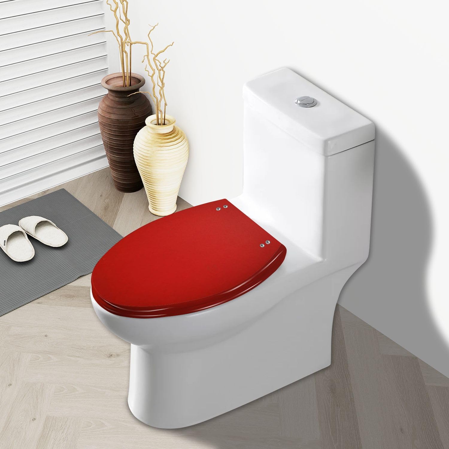 Elongated Toilet Seat a red wall Resin Toilet Seat Slow Quiet Close with Quick-Release Hinges Toilet Seat with Cover Easy to Clean Install