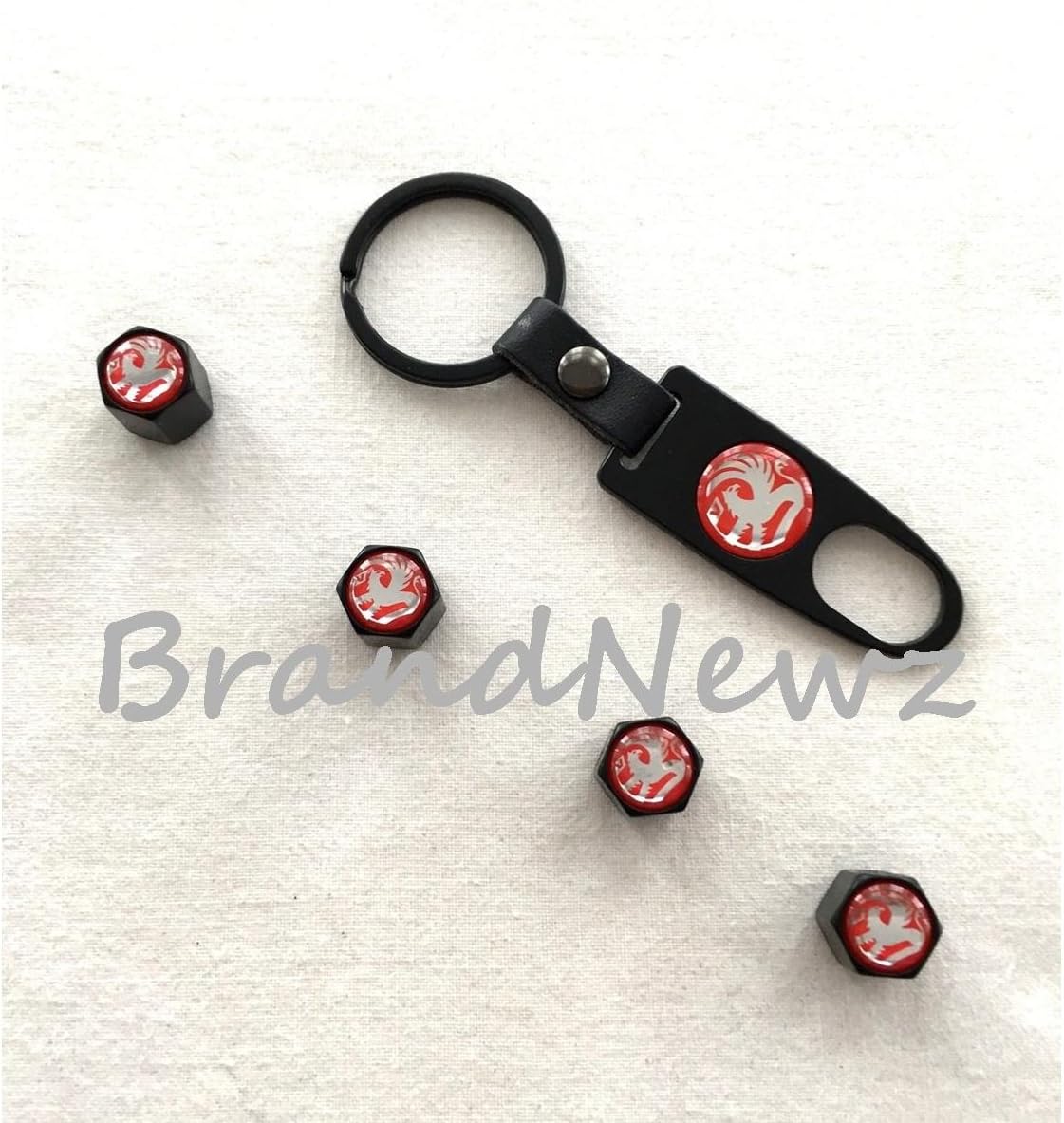 VAUXHALL RED BLACK ALLOY CAR WHEEL TYRE VALVE DUST CAPS COVERS SPANNER