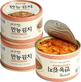 MIGACHAN Korean Canned Napa Cabbage Kimchi, 5.64oz Pack of 3 - Spicy Multi-Purpose Probiotic Kimchi for Recipes & Travel