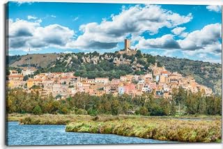 Posada beautiful hill top village Sardinia Castello the top Canvas Wall Art Decor Paintings Pictures for Bedroom Wall Decor Above Bed Living Room Wall Decoration Bathroom Office Artwork