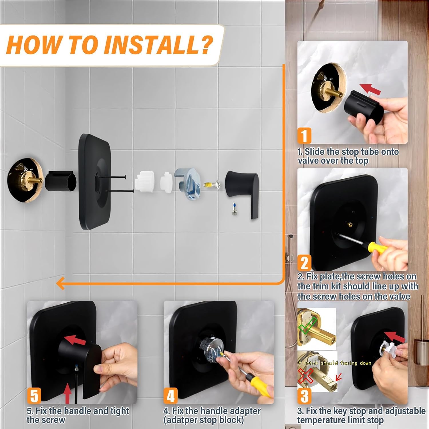 Moen Posi-Temp Shower Handle Replacement Kit Matte Black T2471BL Genta LX Moen Posi-Temp Shower Handle Replacement Kit Matte Black T2471BL Genta LX