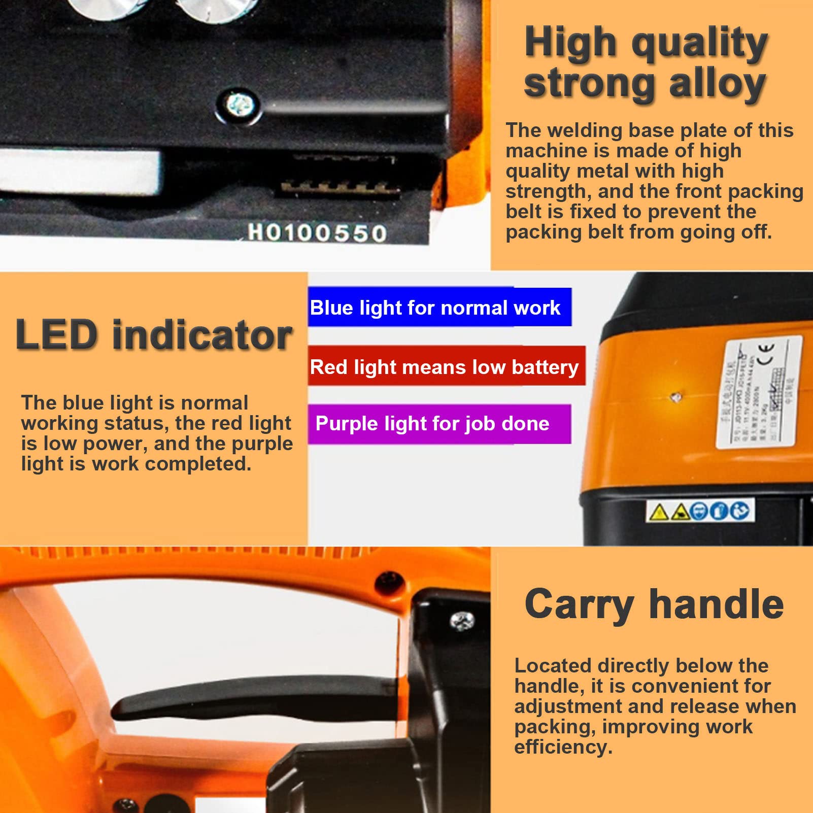 Herramientas automáticas de Bandas automáticas, máquina de Tirantes eléctricos para Correas de plástico para Mascotas, Kit de Tensor de Embalaje de empacador portátil con batería de 3000 mAh