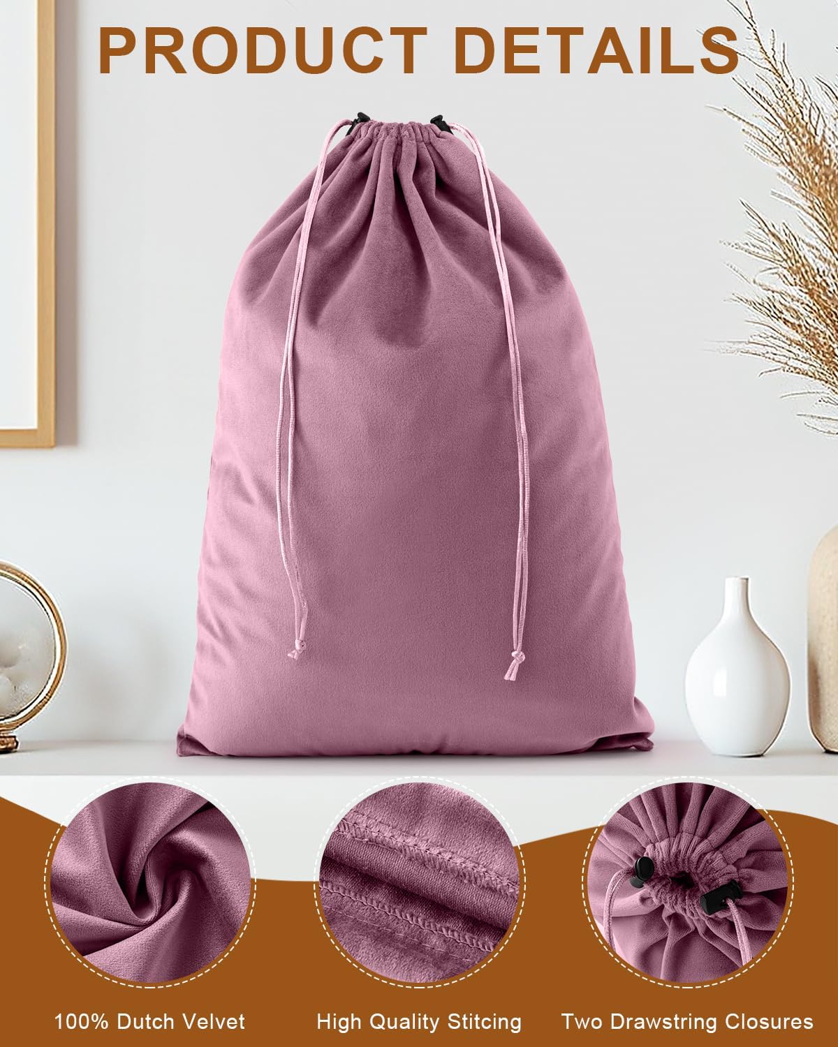 4 Pcs Shoe Bags for Travel, Dust Velvet Bags, Parfait Pink, 17.3x12.6 Inch image 4