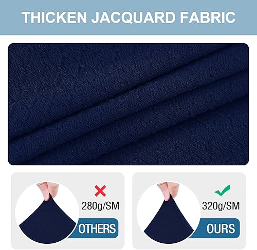 Miniatura 2 de Smiry Juego de 6 fundas de asiento elásticas de jacquard para sillas de comedor, extraíbles y lavables, sin fundas traseras, color azul federal