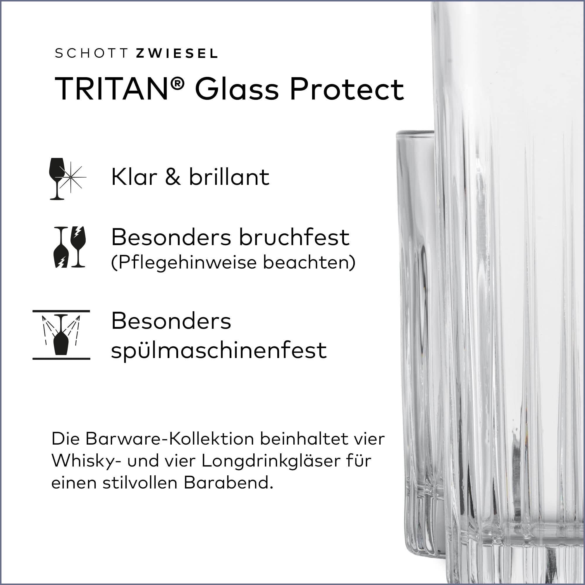 SCHOTT ZWIESEL Zestaw 8 szklanek Stage, każdorazowo 4 proste szklanki do long drinków i szklanki do whisky z reliefem, nadają się do mycia w zmywarce (nr art. 121882), kryształowe