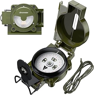 Compass Hiking, Anbte Professional Military Compass Strong Magnetic Intensity 3000 Gauss with Inclinometer, Waterproof Lensatic Compass with Carry Bag, Compasses for Navigation Hiking Camping Hunting