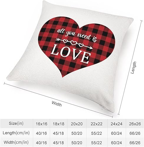Miniatura 9 de Funda de cojín con diseño de corazón de amor rojo y negro diseño de búfalo rojo y negro funda de almohada decorativa de lino con cremallera cuadrada