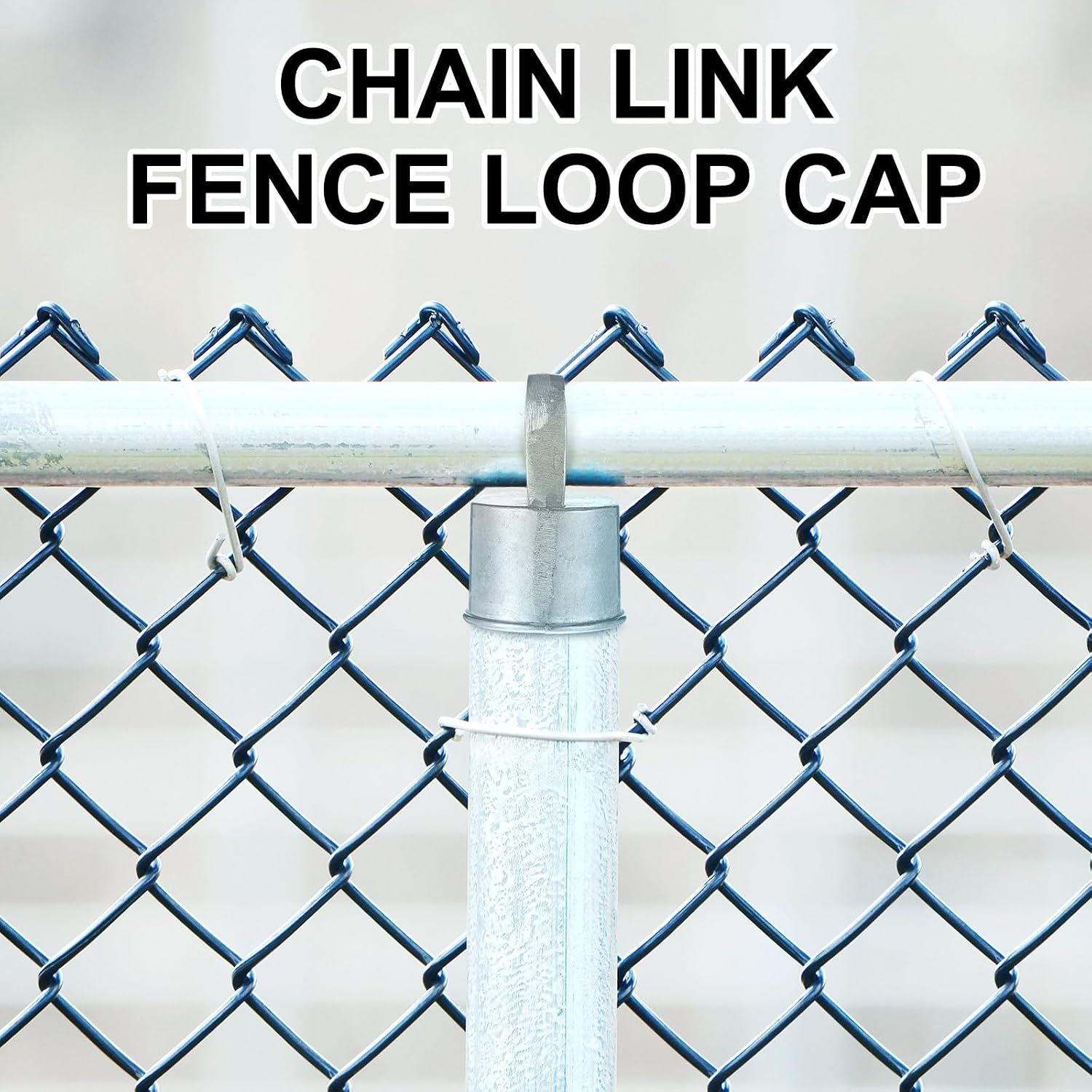 Therwen 12 Pack Chain Link Fence Ring Cap for 1-7/8" OD Post, 2" Aluminum Eye Top Rail Cap with 1-3/8" Loop, Outdoor Rail Fencing Repair Hardware