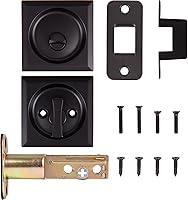 Vista 5 de Stone Harbor Hardware Cerradura de puerta de bolsillo cuadrada contemporánea, función de privacidad, fondo de 2-3/4", bronce vintage