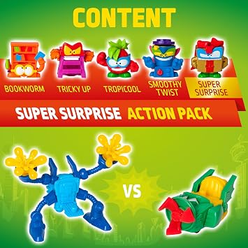 Superthings KAZOOM Power Mission – Action-Pack contains 5 SuperThings (including 1 Golden Superleader), 1 Exoskeleton, 1 Slider, 4 pieces