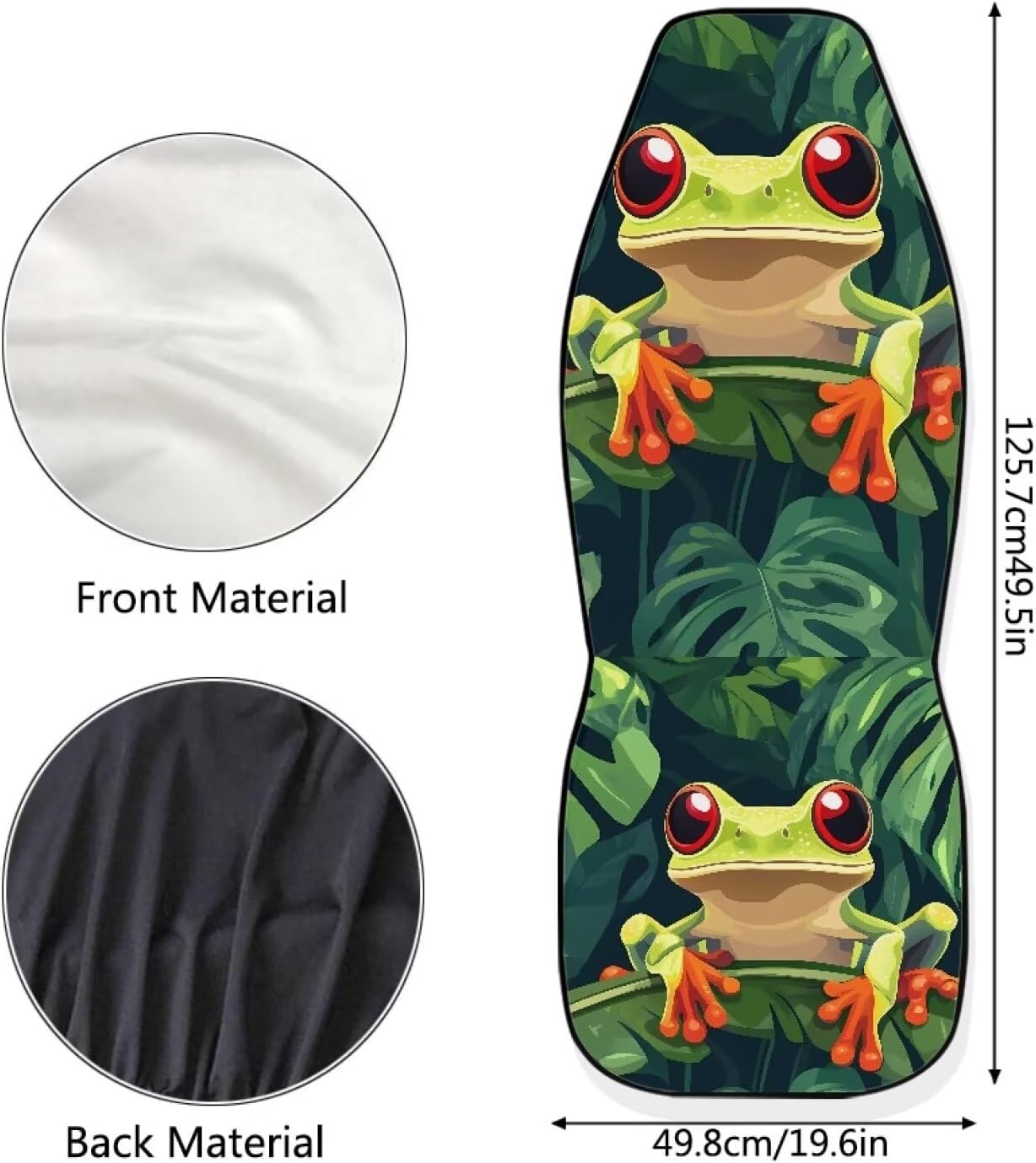 Bulopur Kawaii Frog Automobile Seat Covers Full Set for Women, 2 PCS Car Seat Protectors for Front Seat Cushion Pads Car Accessories Interior Decor for Car Truck SUVs