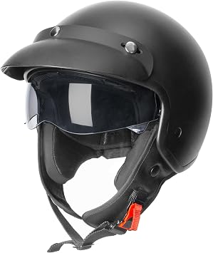 Zorax ZOR-605 Motorbike Open Face with Sun Visor - Matt Black XL (61cm)