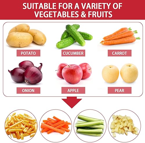 Miniatura 5 de Fstcrt Cortador eléctrico para papas fritas, cortador de acero inoxidable con hoja de 12 y 38 pulgadas, cortador de papas fritas para restaurantes y