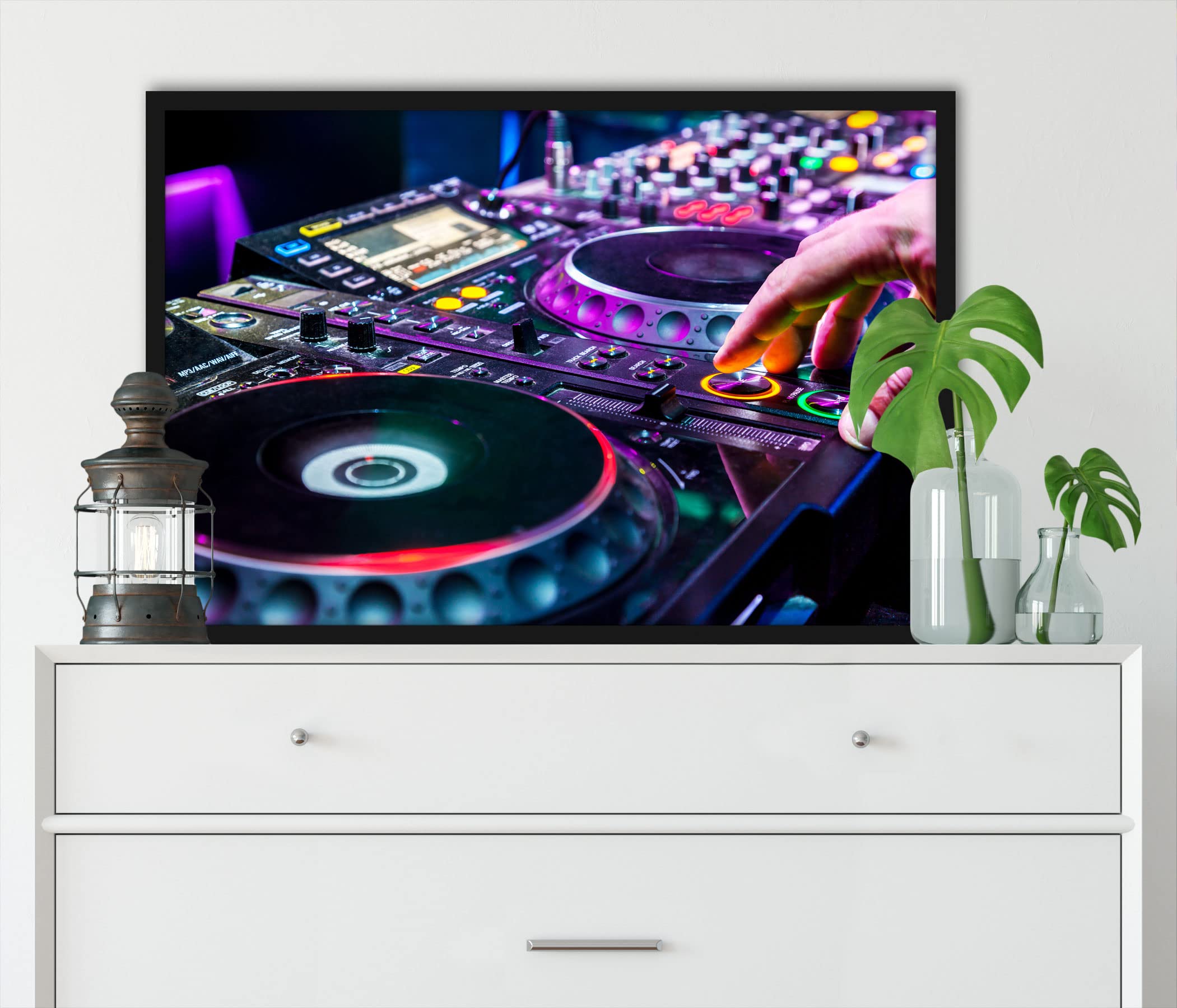 Poster moderno illuminato da DJ con cornice portafoto / Formato: 100 x 70 cm / stampa artistica incorniciata