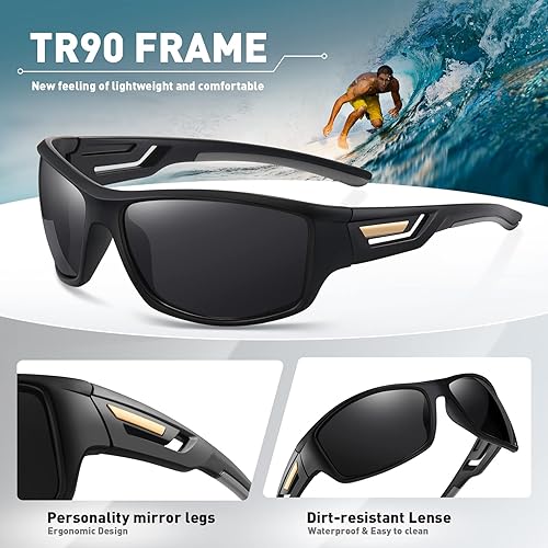 Miniatura 5 de MEETSUN Gafas de sol deportivas polarizadas para hombres y mujeres, para conducir, ciclismo, pesca, protección UV400