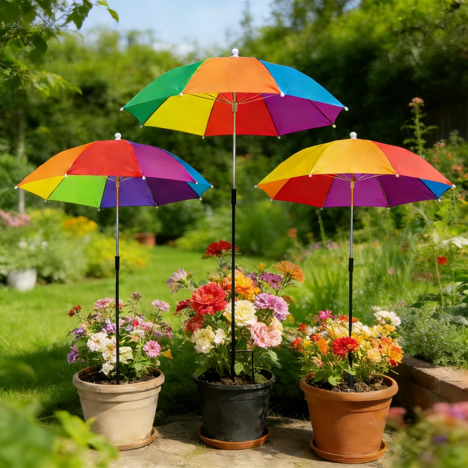 3 Pack Upgraded Plant Umbrellas for Outdoor Plants, 26" Larger Garden Plant Umbrella Shade with Adjustable Angle, 43.4" Higher Sun Shade for Plants, Potted Plant, Garden Beds