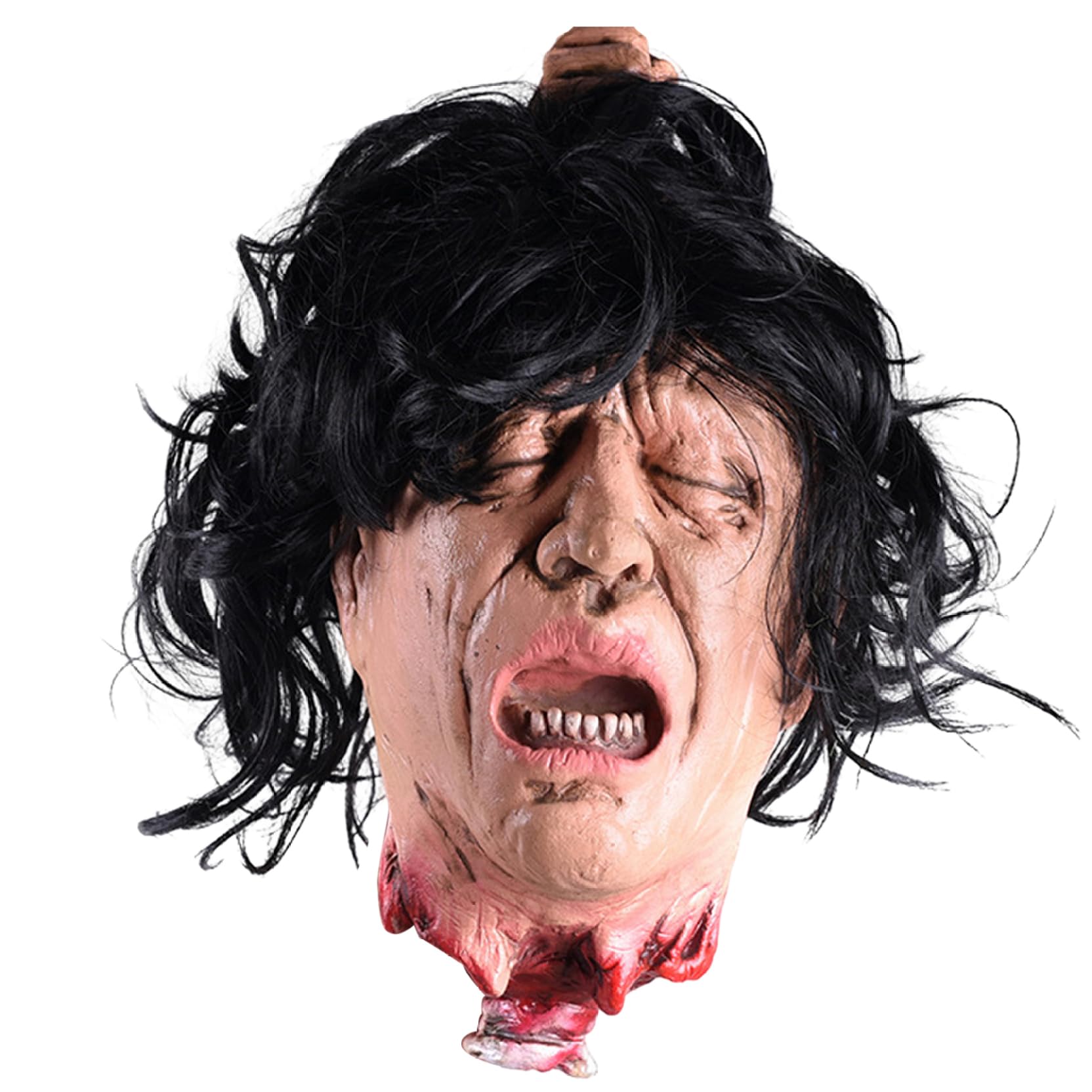 Lawnrden 1Pc Scary Halloween Decorations, Severed Head Latex Simulation Realistic Hanging Scary Decorative Cut Off Head Halloween Props For Party Haunted House Prank Movie