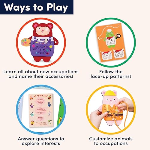 Miniatura 5 de Battat Education Juguete de madera con cordones - Juguete de cordones y enhebrado - Juguete Montessori con cordones - Animales con cordones - 3 años