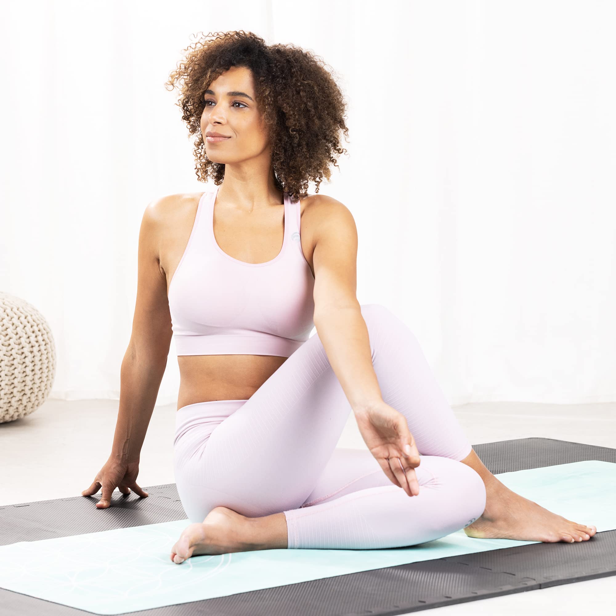 Navaris Tappetino Yoga in Gomma Antiscivolo - Materassino Pieghevole Fitness Sport Pilates con Custodia - Rubber Yoga Mat 183x61x0,15cm - Fiore Vita