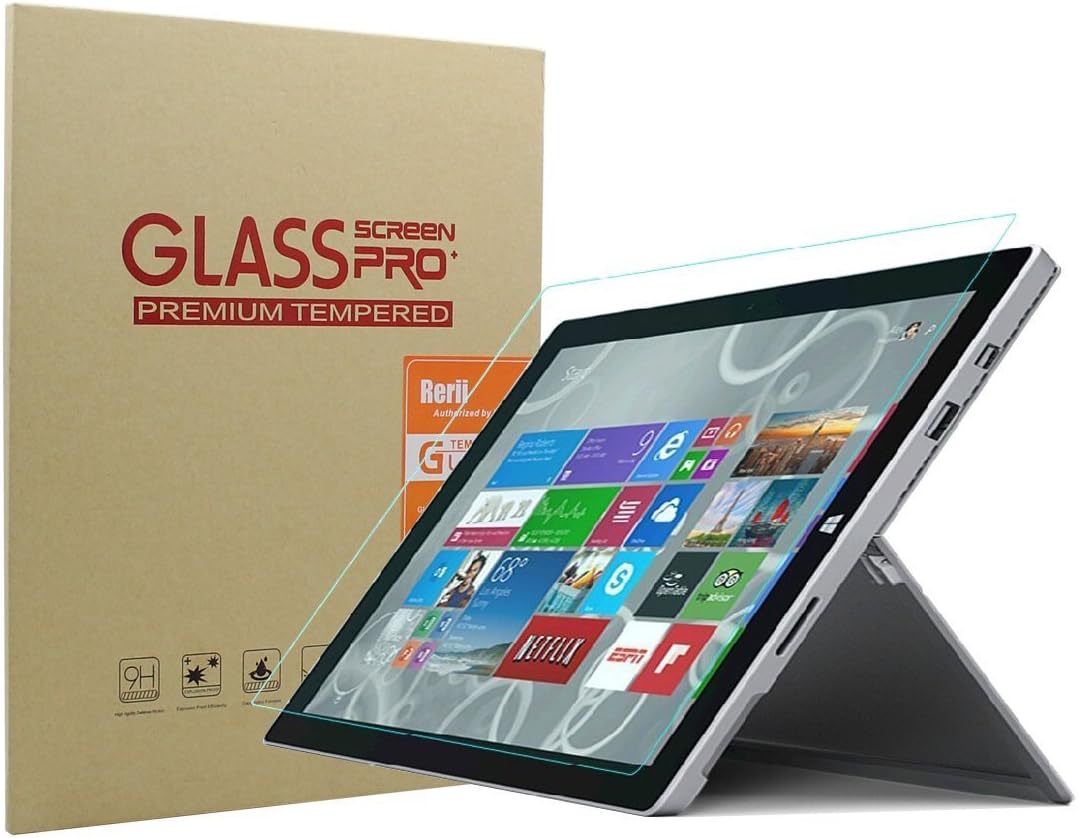 Rerii Microsoft Surface Pro 3 Tempered Glass Screen Protector, Premium Shatter Proof Crystalline Tempered Glass Screen Protection for Microsoft Surface Pro 3, 9 H Hardness, 0.3mm Thickness,Made From Real Glass, Shatterproof, High Definition Clear Tempered Glass, Oleophobic Coating, Fast Deliver Guarantee(Fulfilled by Amazon,Normally can receive in 3 days) - (For Surface Pro 3)