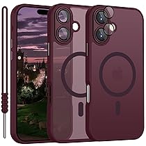 YUANDMI Cover Magnetica per iPhone 16 Plus Compatibile con MagSafe, Custodia per iPhone 16 Plus Traslucida Opaca Case Ultra-Sottile Anti-Scivolo Resistente ai Graffi, Prugna