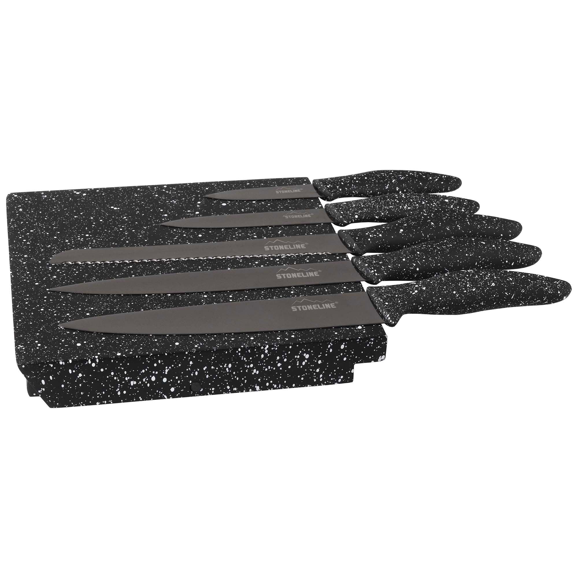 STONELINE Tacoma Taco Soporte Cuchillos Bloque Magnético Plegable con 5 Cuchillos de Acero Inoxidable, Hoja Afilada, Juego de Cuchillos Cuchillo Cocina Profesional para Carne Verduras Fruta