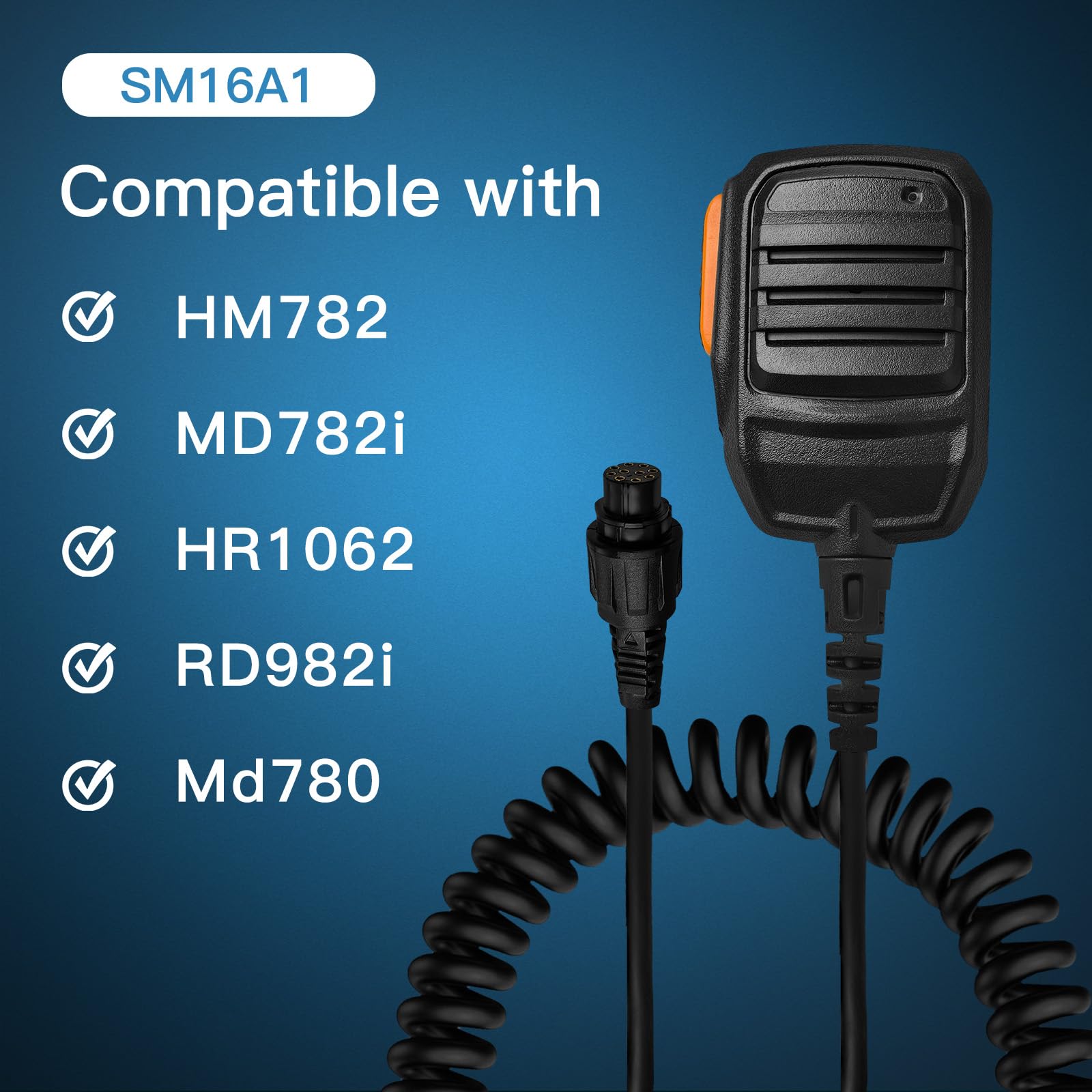 Akoree SM16A1 - Altavoz de micrófono, micrófono repetidor móvil para Hytera HYT MD780 MD780G MD78XG MD782 MD785 MD788G RD620 RD960 RD965 RD980 RD982 RD985 MT680 Md782 u Rd98 2u Md782v Rd982v Md680
