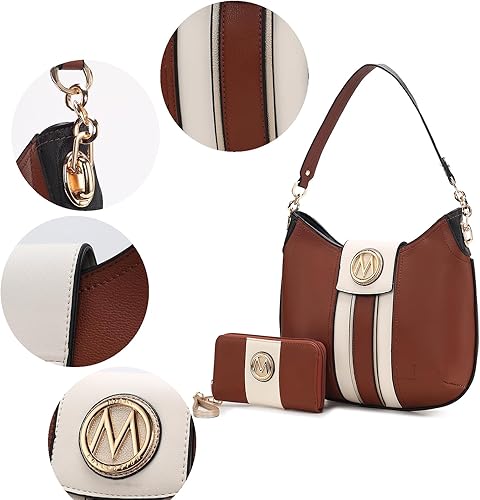 Vista 7 de MKF Collection Mia K - Juego de bolso hobo para mujer y cartera de pulsera, bolso de mano de diseñador con asa superior