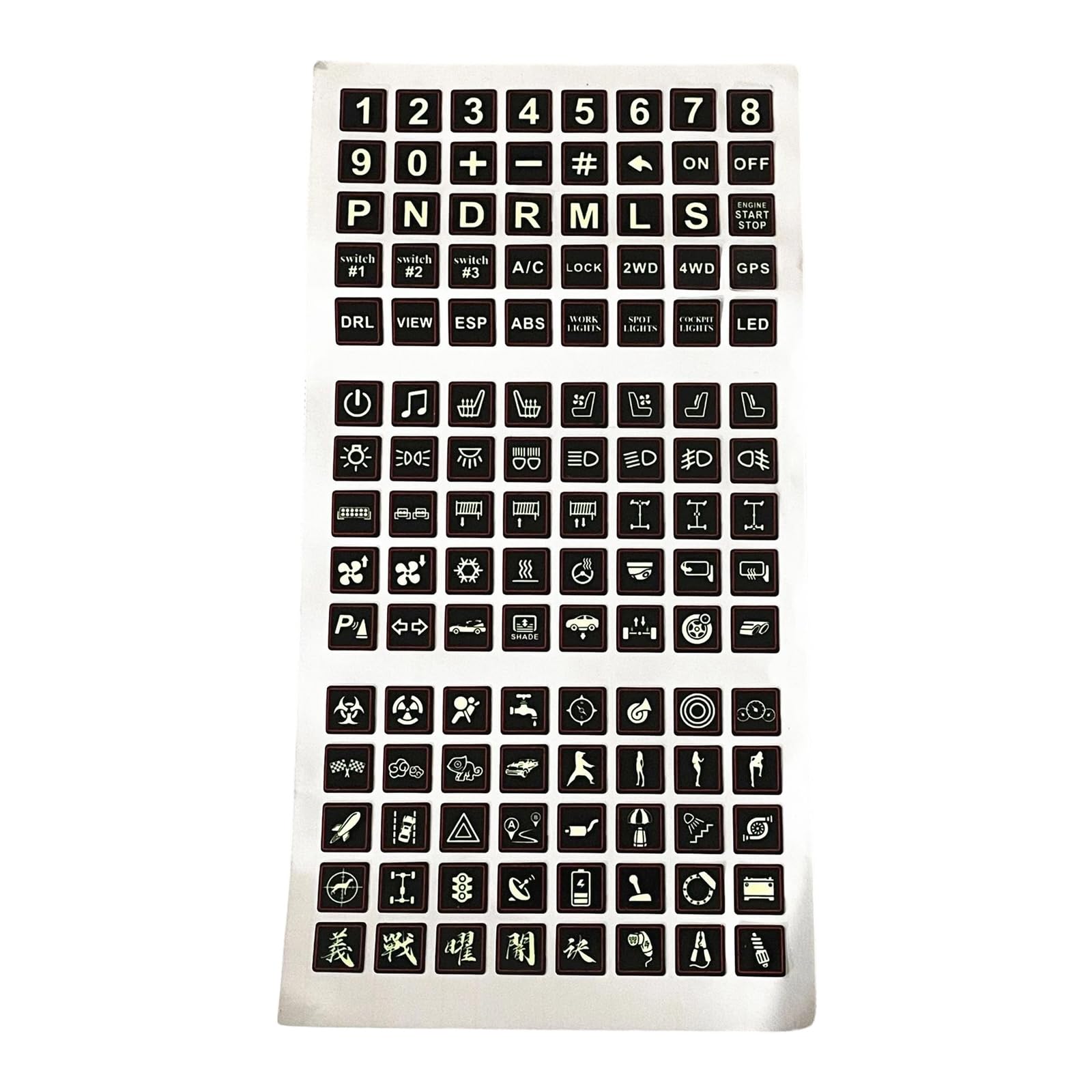 Resistant Stickers Decals for Vehicles Dashboard Buttons Boats Trailers Customizable Labels Waterproof PVC Materials Night Stickers