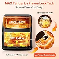 Vista 3 de Beelicious - Freidora de aire grande de 5.8 cuartos de galón, freidora digital 12 en 1 con ventana de visión, más de 40 recetas, tecnología