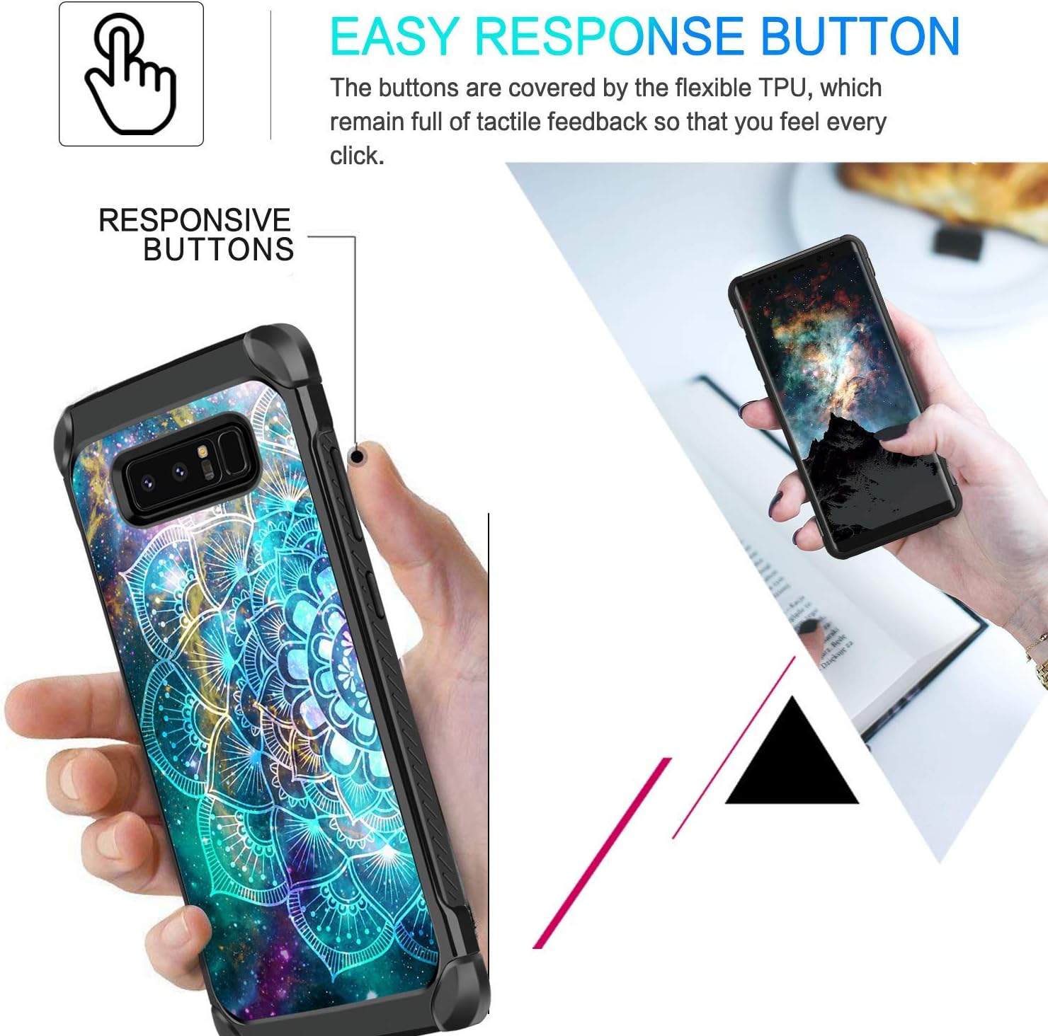 BENTOBEN Galaxy Note 8 Case, Slim 2 in 1 Hybrid Hard PC Soft TPU Glow in The Dark Luminous Noctilucent Shockproof Dual Layer Protective Phone Cases Cover for Samsung Galaxy Note 8, Mandala in Galaxy