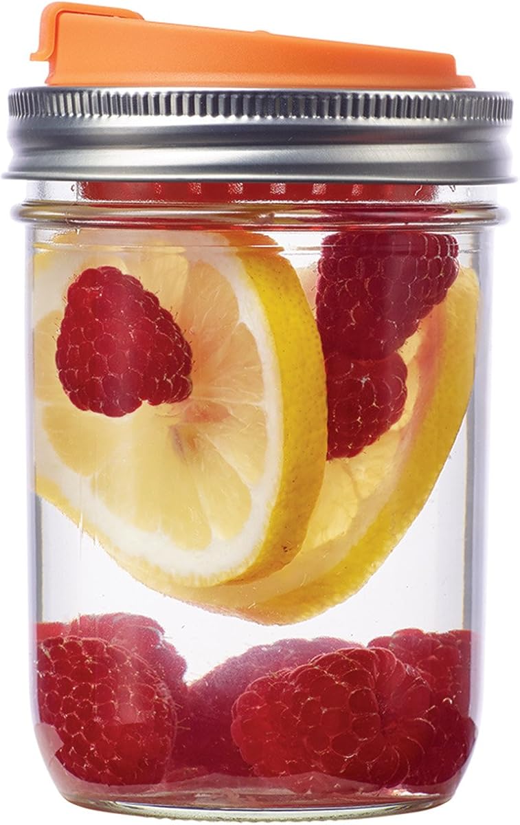 Jarware Tapa de infusión de frutas para tarros de boca ancha, color naranja