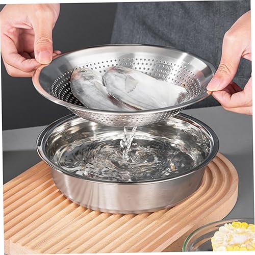 Miniatura 3 de 4 Sets Stainless Steel Drain Basin Mesh Filter Sink Mesh Strainer Stainless Steel Strainer Vegetable Washer Rice Washer Basket Fruit Washer Strainer
