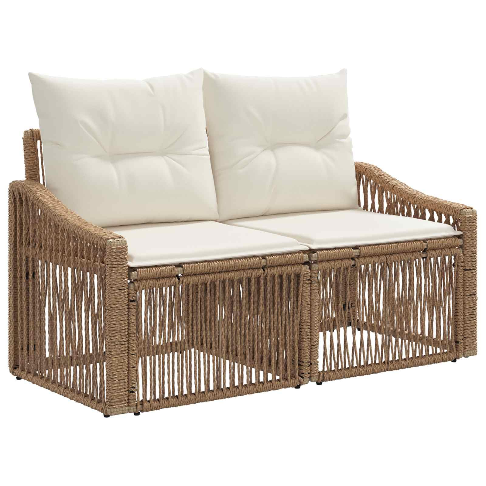 Set di divani da giardino in polyrattan beige, 14 pezzi | Gruppo lounge modulare per terrazza e giardino realizzato in robusto rattan PE con piedini regolabili.