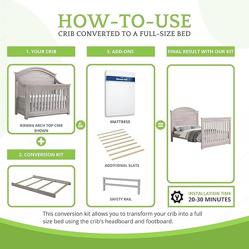 Vista 28 de Kit de conversión de tamaño completo para cunas de manzana bebé y ecológicas Se adapta a cunas Beaumont, Chelmsford, Clover, Davenport, Pizarra