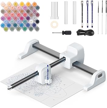 Xoiasth Custom Digital Painting Sketch Machine, Personalized Paint by Numbers Kit with Automatic Disappearing Line Drawing Generation, Digital Self Painting Machine for Family Friends White