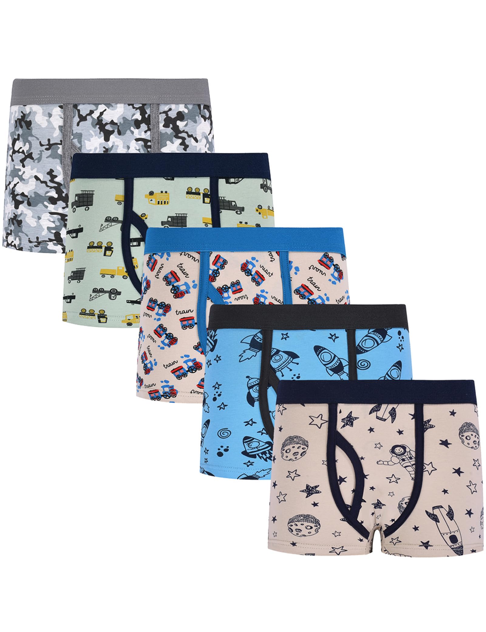 Kiench Boys Underwear Cotton Boxer Briefs Tagless Pack of 5