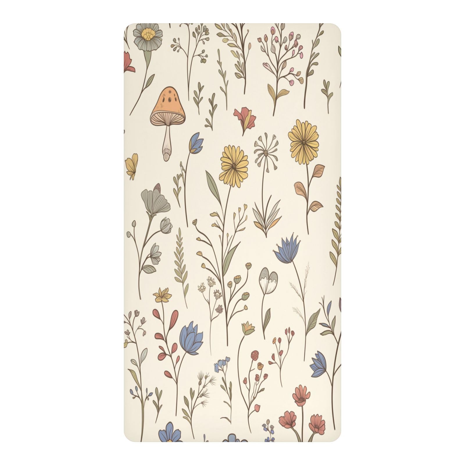JiangGgen Wildflowers Mushrooms Baby Crib Sheet Soft Breathable for Standard Crib-M