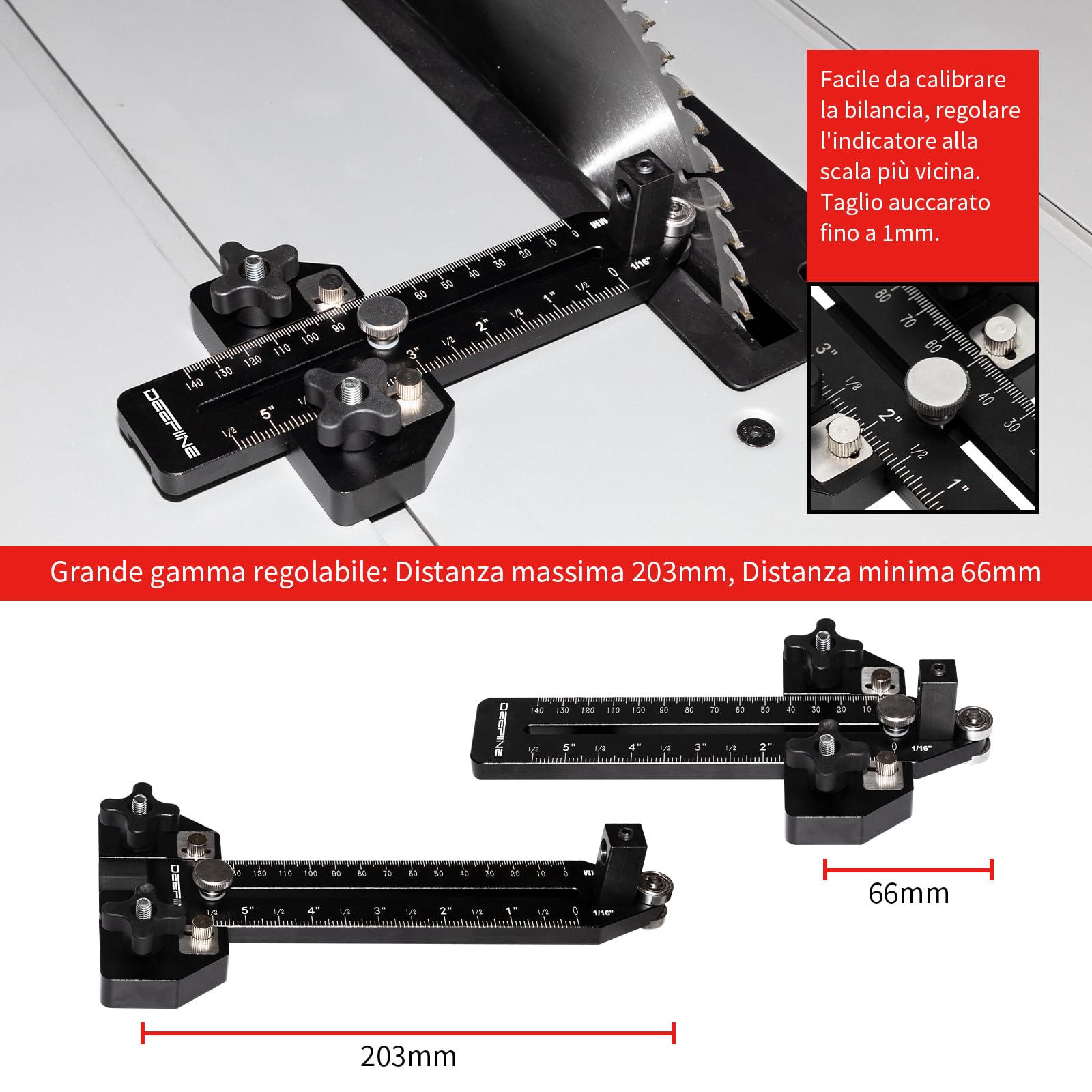 Sottile Rip Jig Table Saw Guide, estesa sottile Rip Jig Router con indicatore di precisione Quadrante Gauge