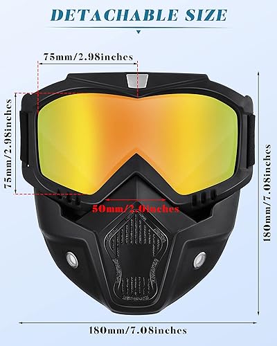 Miniatura 2 de Frienda 2 piezas de gafas para motocicleta, gafas de casco para motocicleta con cubierta facial (colorido, dorado)