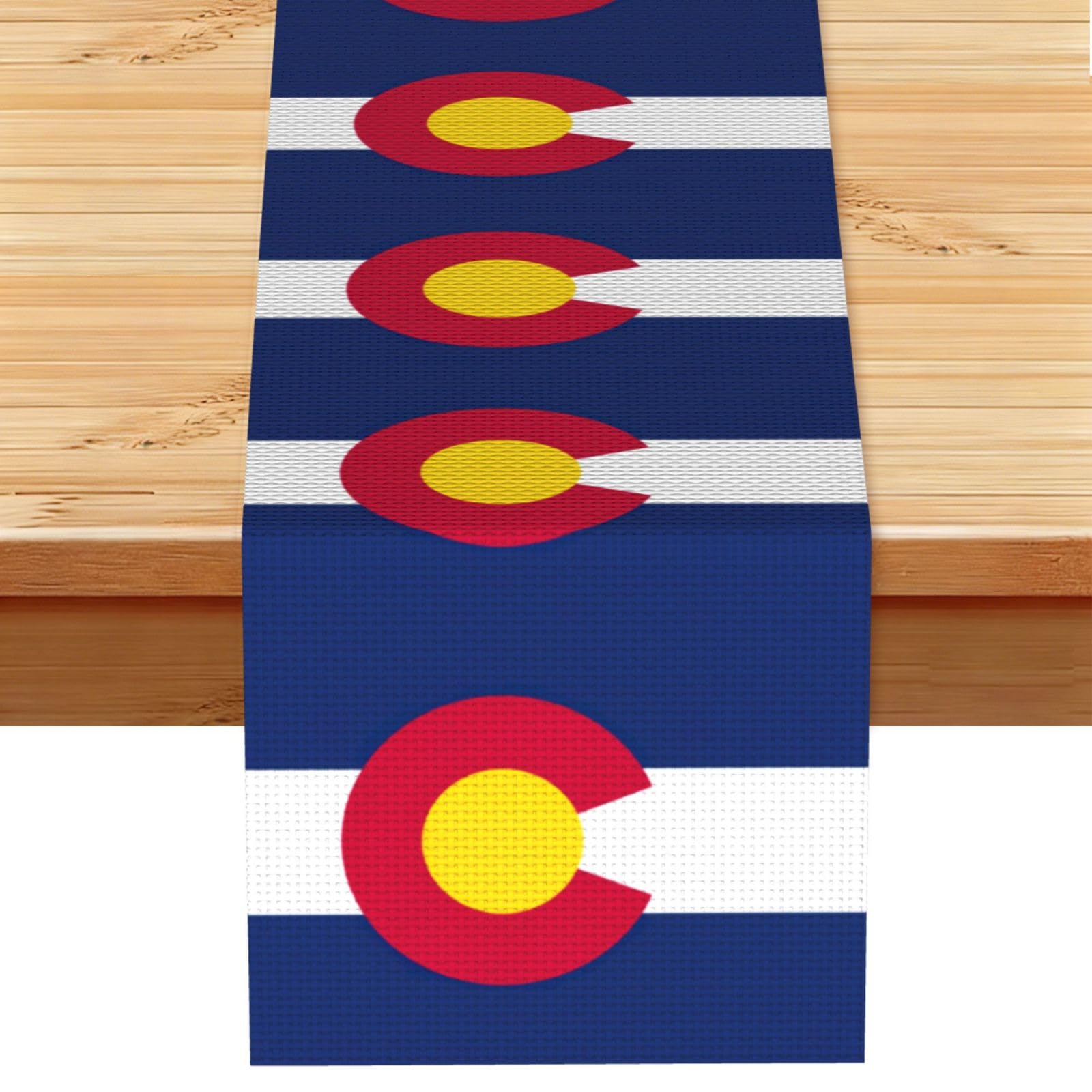 Colorado flag Printed Table Runner 13 x 72, Wrinkle Resistant Decor for Dining Table Coffee Table Fireplace