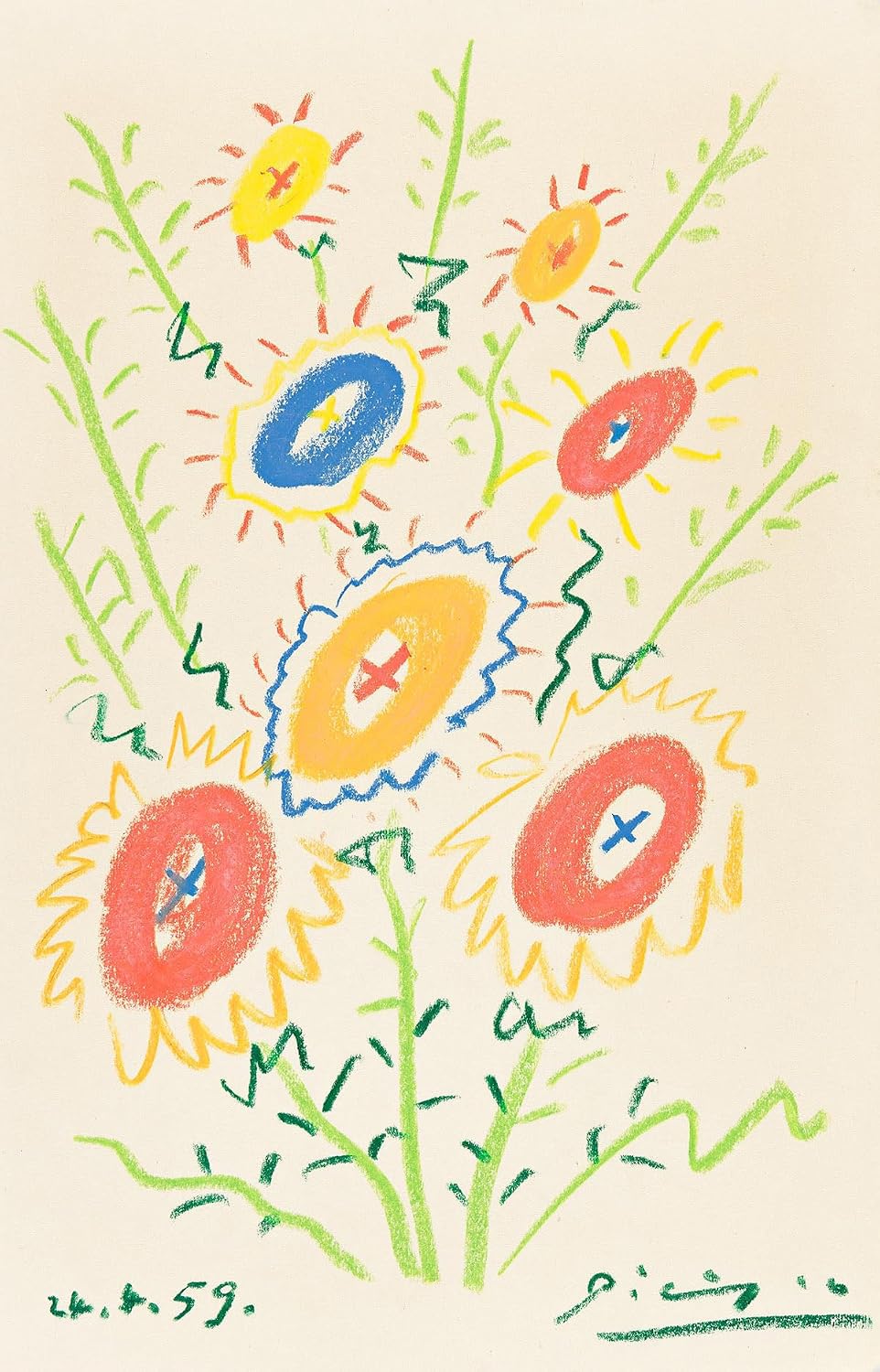QSDTGHUIKP Pablo Picasso Flowers 40x60cm Frameless Minimalist Canvas Wall Print Decor