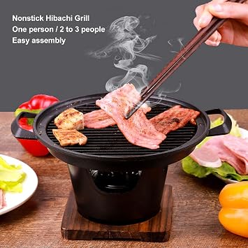 Hibachi Japanese Mini Grill - Portable Tabletop Charcoal Grill for Camping & Home Barbecue