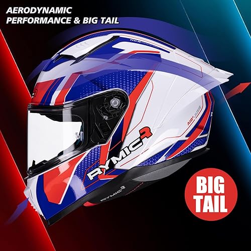 Miniatura 3 de SR6 Casco integral de motocicleta, equipado con viseras transparentes y multicolores, aprobado por DOT para carreras callejeras
