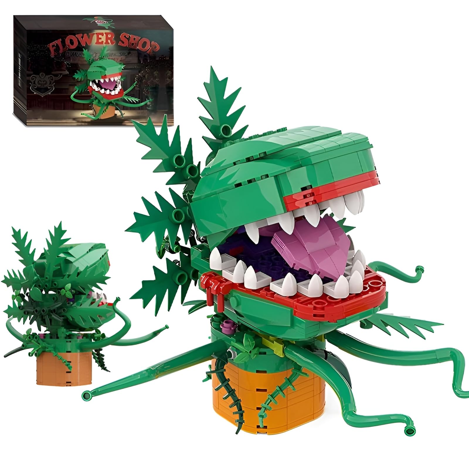 Audrey II Piranha Plant Flower Building Set, 303 PCS MOC Piranha Florid Little Shop of Horrors Building Kit