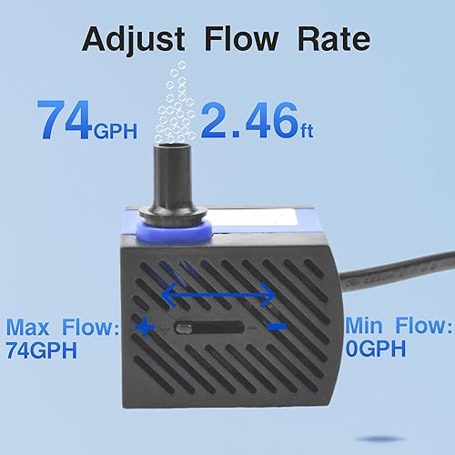Miniatura 3 de CONQUERALL Bomba de circulación de 4W 74GPH suministros hidropónicos de flujo ajustable para fuente de agua de mesa