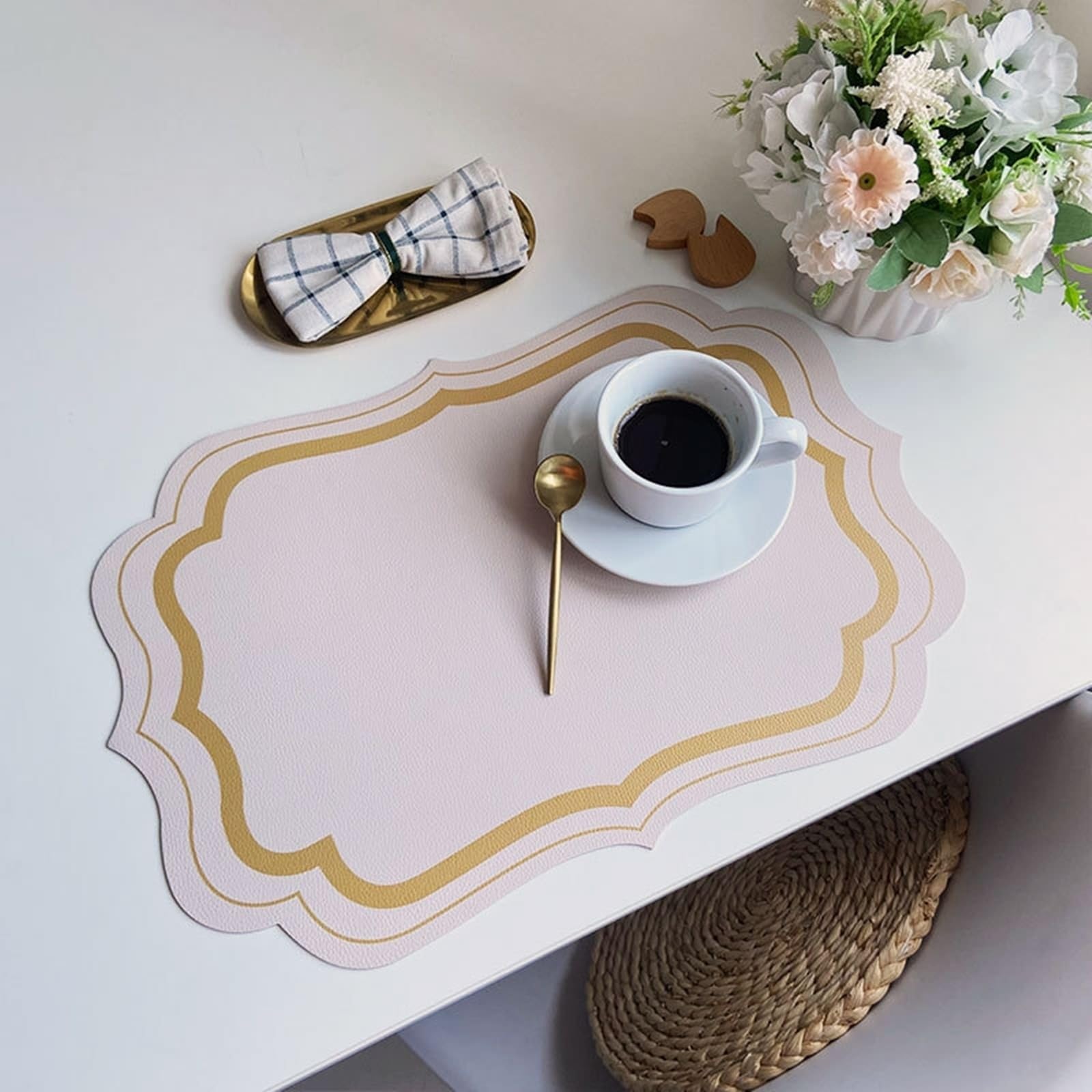 Set de table jaune de style français pour cuisine et salle à manger (lot de 6)