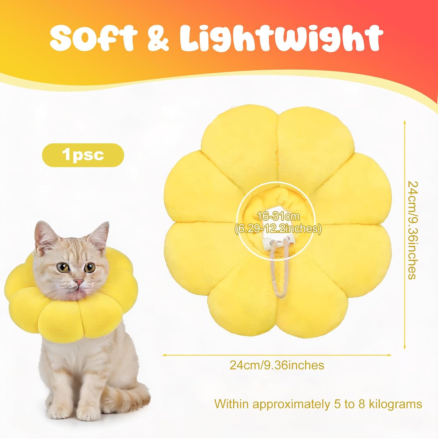 Cat Cone Collar Comfy Flower Style Elizabeth Collar Soft Waterproof Cat Recovery Collars Stop Licking Scratching After Surgery Cute Adjustable Lightweight Kitten Collars for Cats Kittens Small Dogs