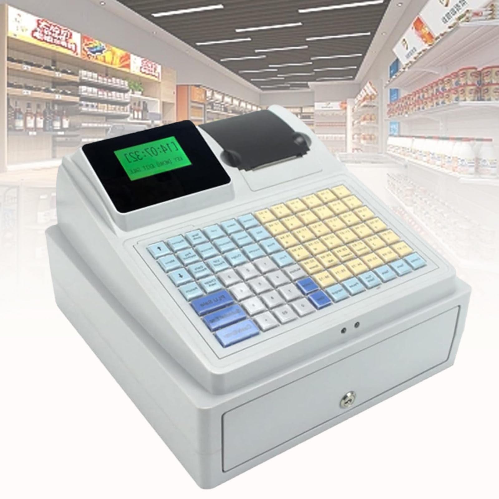 Registratore di cassa elettronico con 81 pulsanti, 8 LED digitali, per piccole imprese, snack, supermercato, commercio al dettaglio